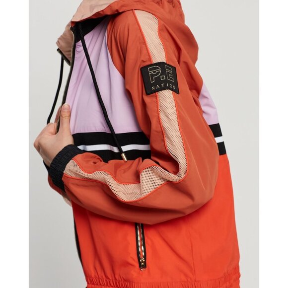 P.E. Nation Women's Colorblock Man Down Windbreaker Jacket Hood Size 2XS 3224 - Picture 10 of 16